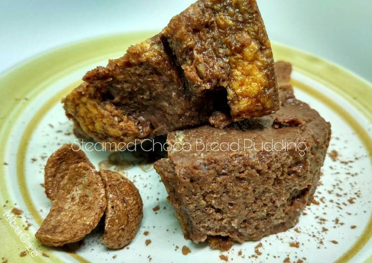resep makanan Steamed Choco Bread Pudding (Puding Roti Coklat Kukus)