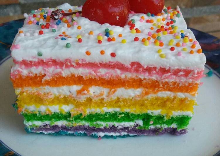 bahan dan cara membuat Rainbow cake ??