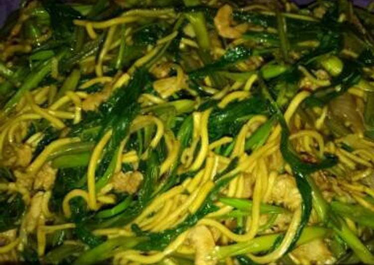 Resep Mie Kangkung Ebi Teriyaki #herlinwidodo Dari herlin widodo