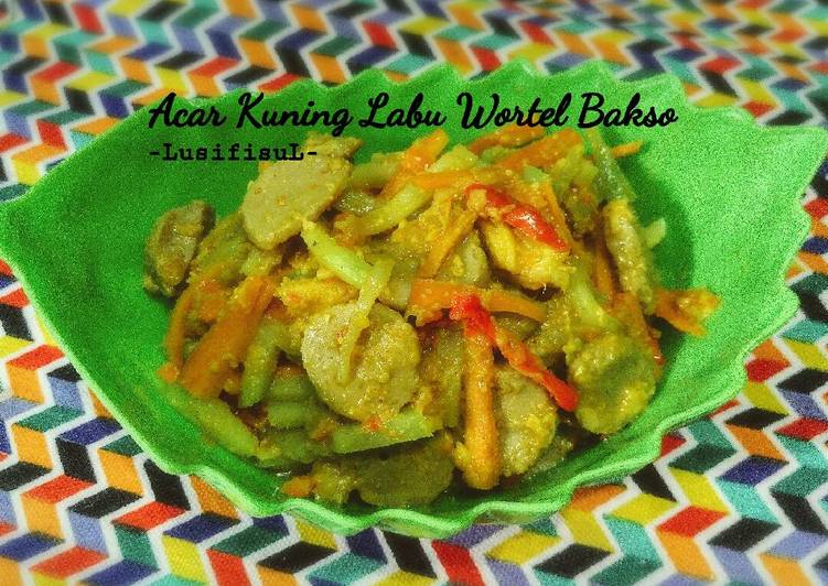 cara membuat Acar Kuning Labu Wortel Bakso