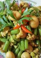 Oseng buncis cabe ijo mix brokoli n telur puyuh