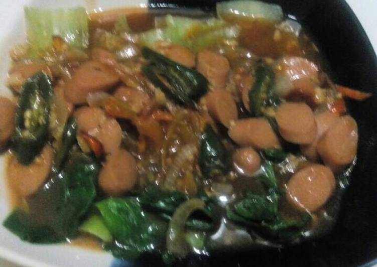 gambar untuk resep makanan Pokcoy Siram Sosis Saus Tiram