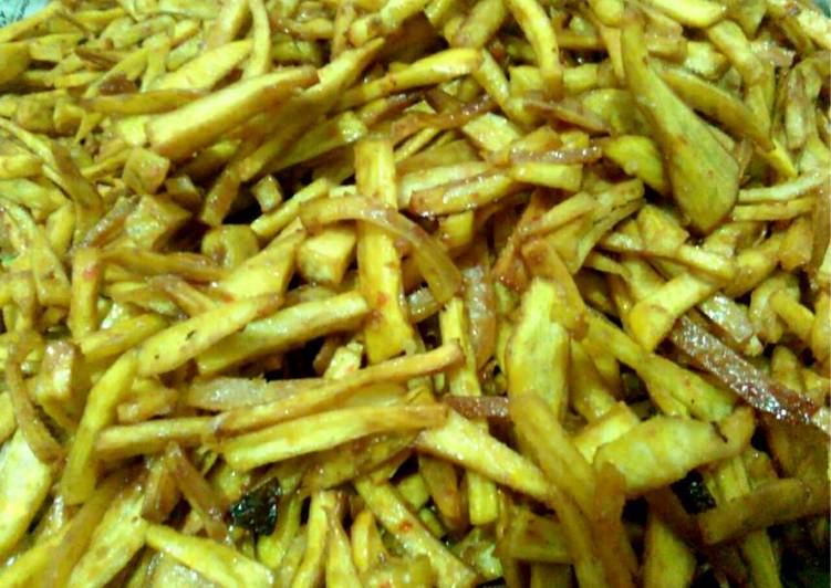 resep lengkap untuk Stik ubi pedas manis