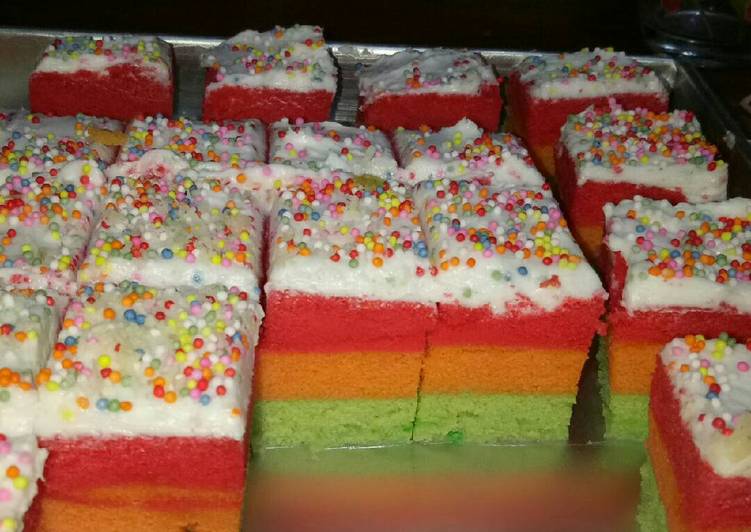 cara membuat Rainbow cake kukus