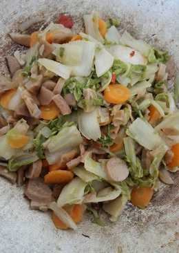 Tumis oreg "swoksis" sawi wortel bakso sosis praktis dan simpel