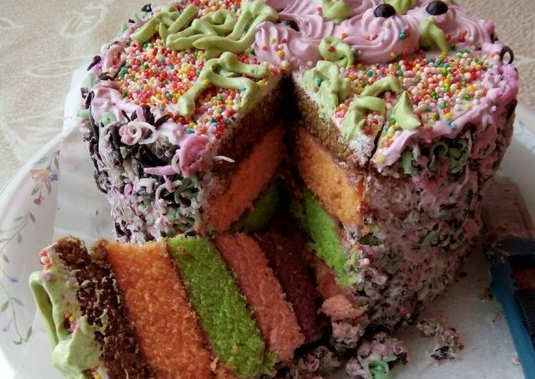 resep makanan Rainbow cake ultah