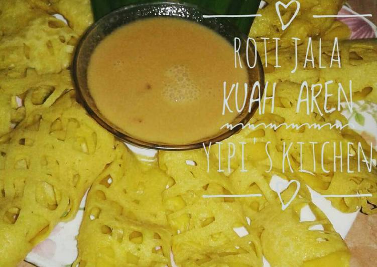 bahan dan cara membuat Roti jala kuah aren