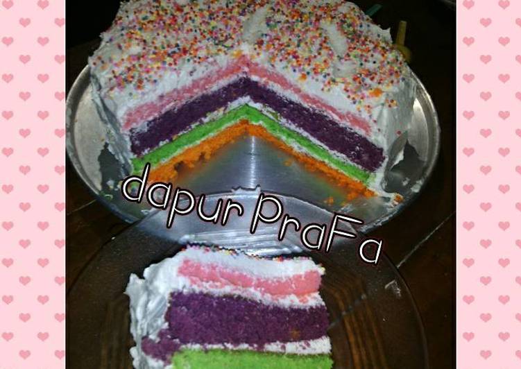 resep masakan Rainbow cake panggang