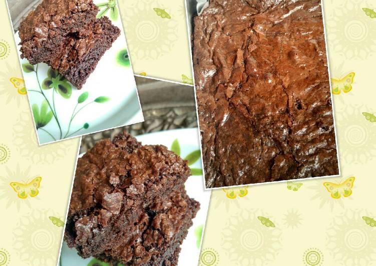 bahan dan cara membuat Fudgy and chewy brownies dengan oven tangkring