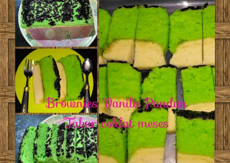 bahan dan cara membuat Brownies Vanila Panda (Tabur Meses Coklat)