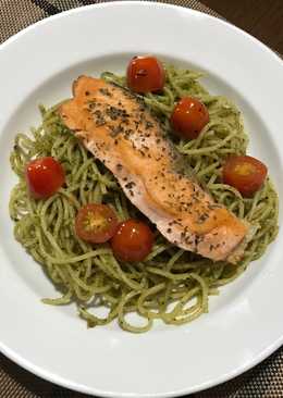 Salmon pesto pasta