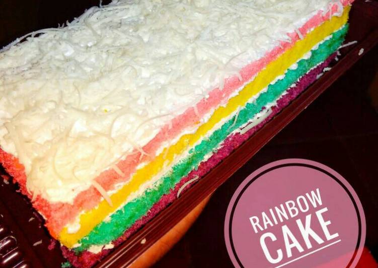 bahan dan cara membuat Rainbow cake kukus