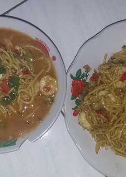 Mie kuning kuah (mie tektek) dan mie kuning goreng