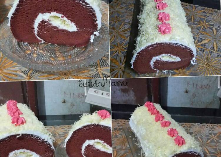 resep masakan #merahputih red velvet roll cake