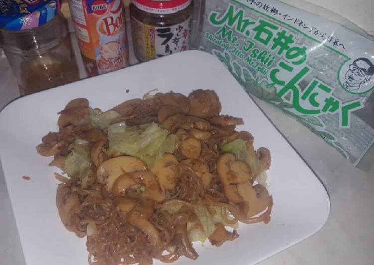 Resep Shirataki mi goreng jamur