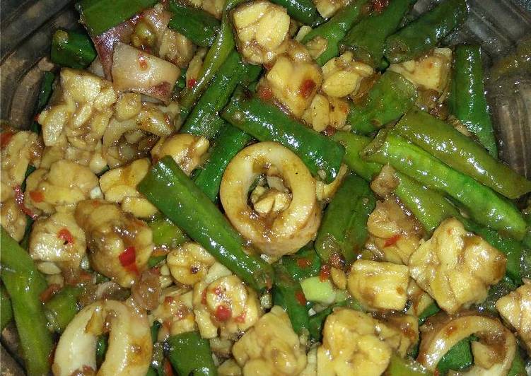 resep Tumis Tempe Kacang Panjang Cumi Pedas