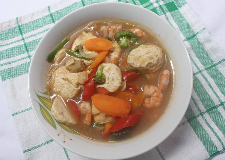 resep lengkap untuk Sapo Tahu Udang