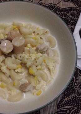 Macaroni milk soup (sup makaroni susu) dimasak pakai rice cooker