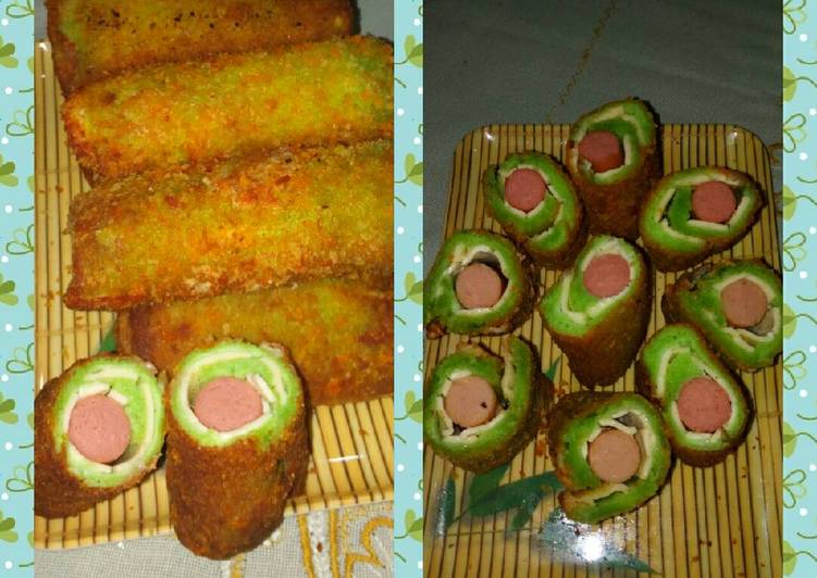 resep masakan Risol roti tawar pandan sosis keju