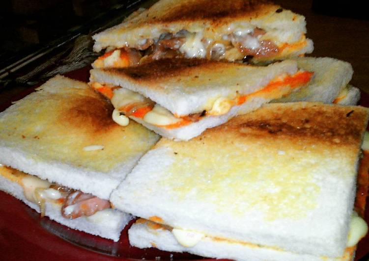 resep Sandwich isi sosis mayo keju