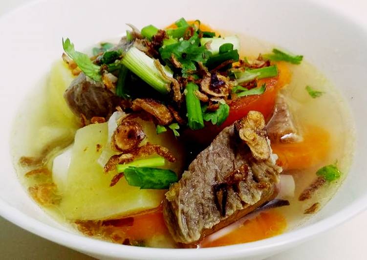 resep makanan Sop Daging Tulangan Sapi / Buntut