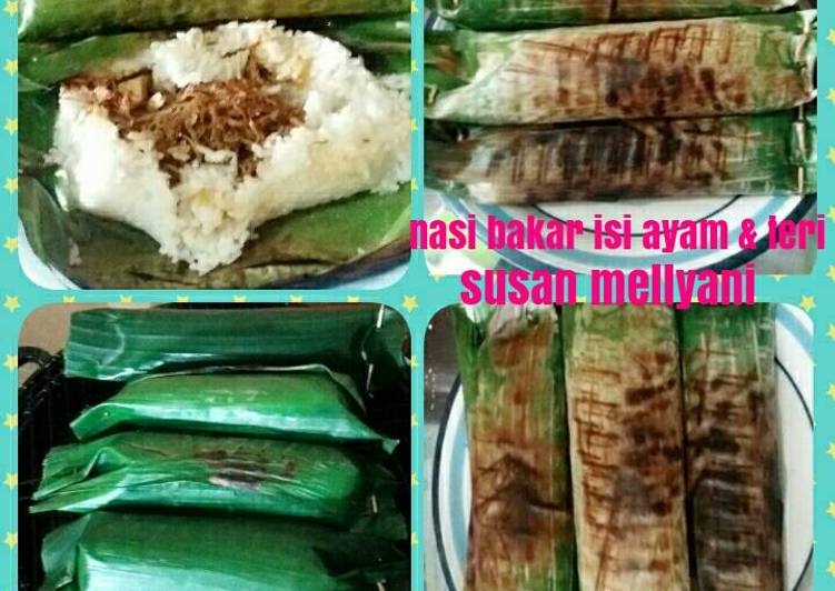 Resep Nasi bakar isi ayam & teri