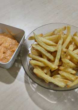 Homemade Frenchfries with cheese sauce / Kentang goreng