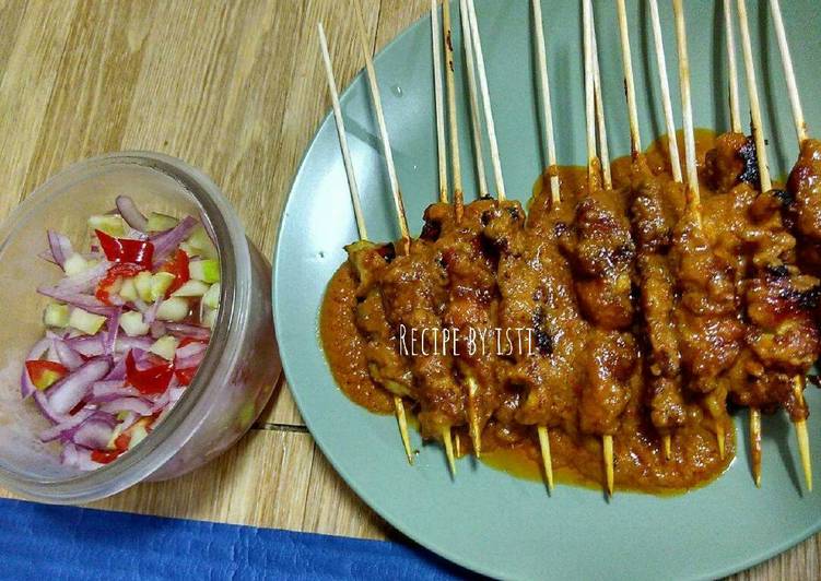 resep lengkap untuk SATE AYAM, Sambal kacang, bakar teflon, simple