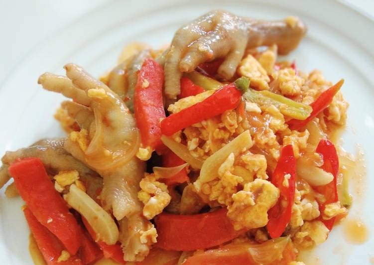 resep masakan Ceker sosis with saus telur pedas manis