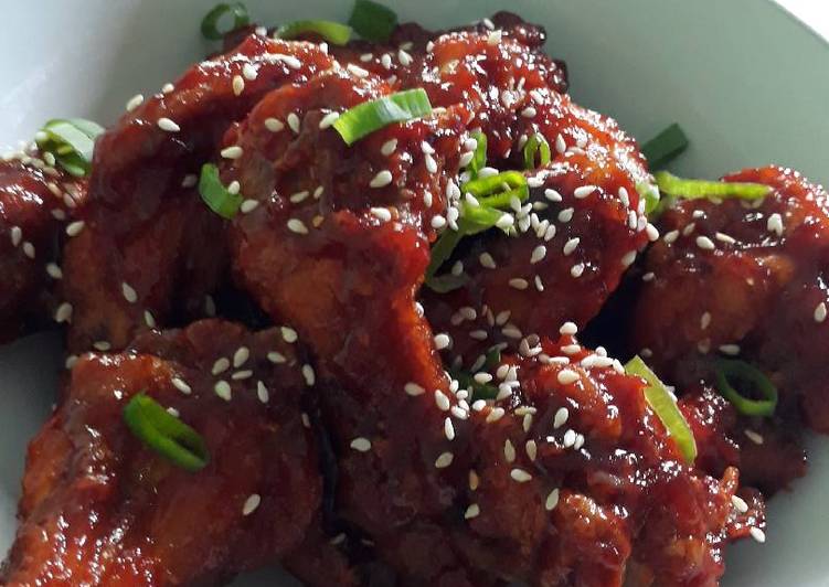 bahan dan cara membuat Honey&spicy korean chicken wings