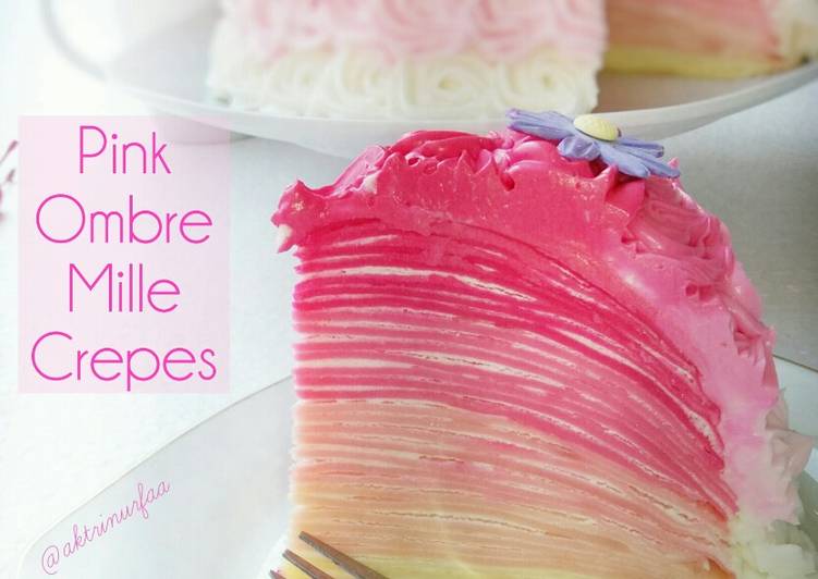 resep makanan Pink Ombre Mille Crepes
