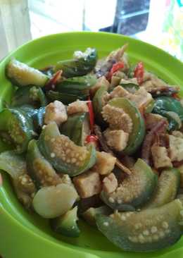 Tumis Terong +Tempe+Ikan asin rebus
