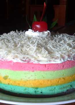 Cake kukus rainbow keju simple