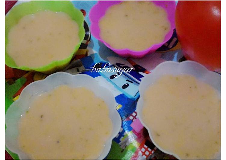 bahan dan cara membuat Avocado silk pudding. (MPASI) 1Y