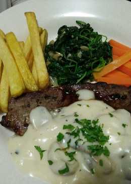 Rib eye Steak with Mushroom Sauce