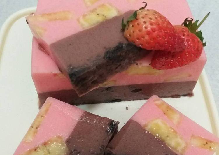 resep makanan Puding lapis pisang coklat ala anak kos