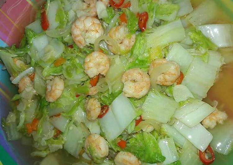 Resep Tumis udang sawi putih By Niza Wulandari