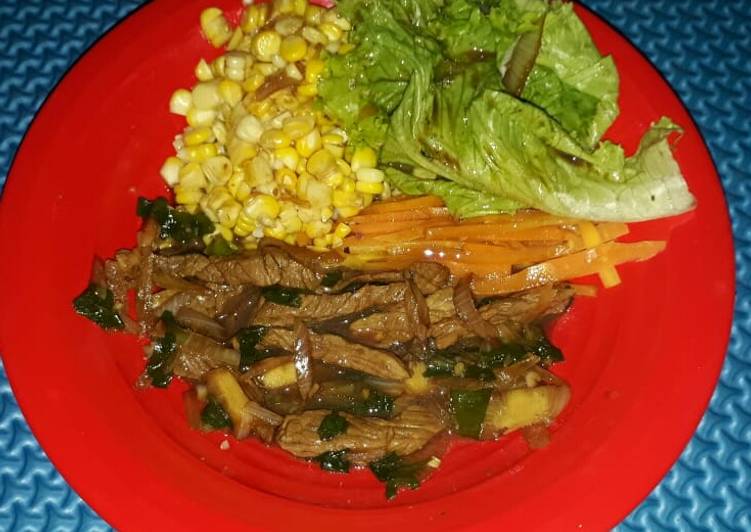 cara membuat Tumis daging dan Sayur Saus Manis