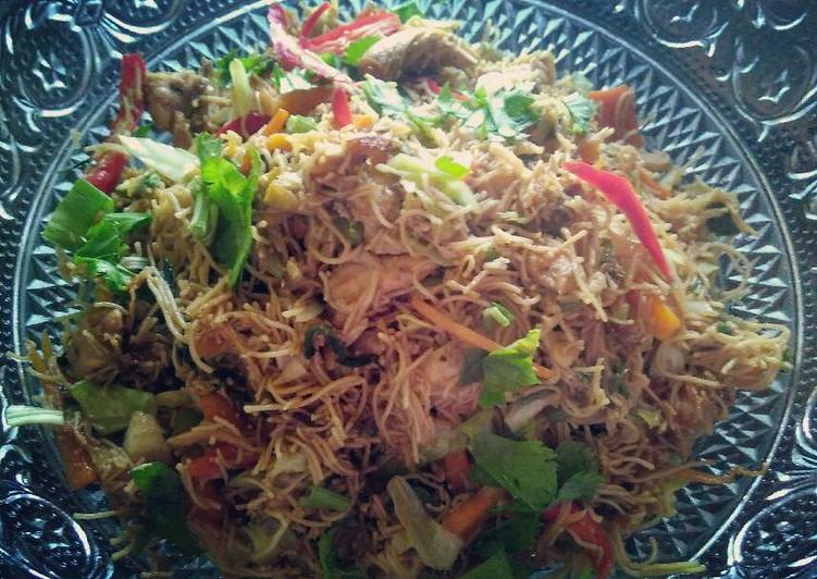 bahan dan cara membuat Japchae ayam suir