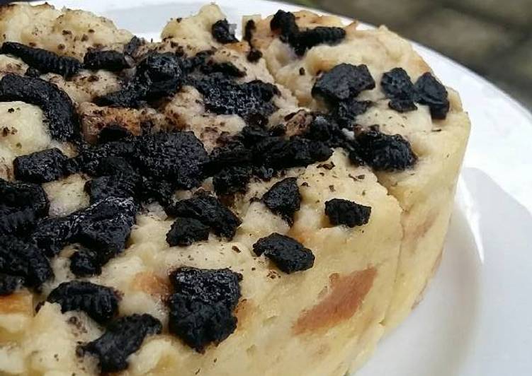 cara membuat Bread pudding oreo (kukus)
