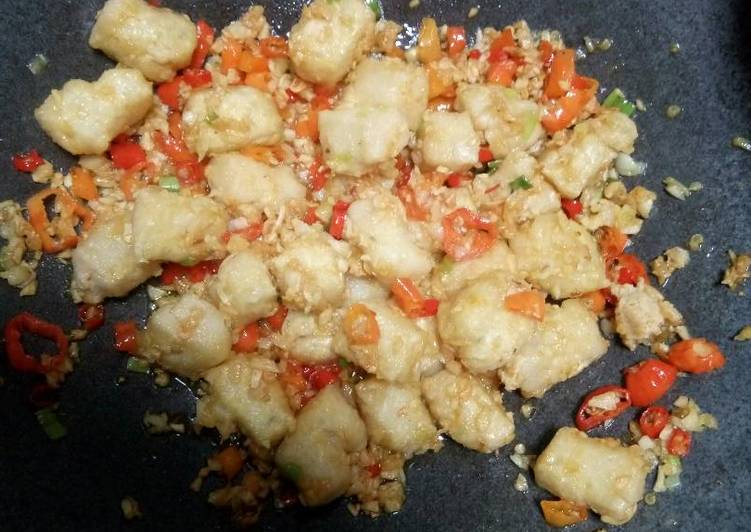 resep masakan Tahu Crispy siram cabai,bawang dan garam
