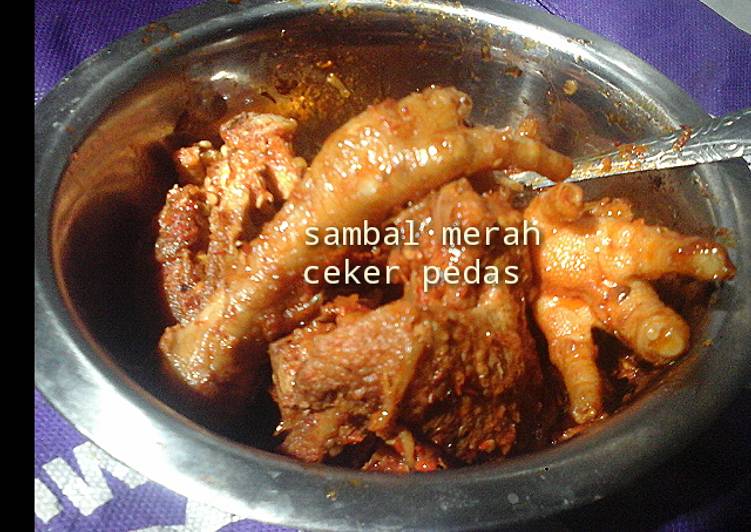 resep lengkap untuk Sambal merah ceker pedas