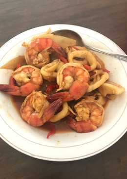 Udang cumi asam manis