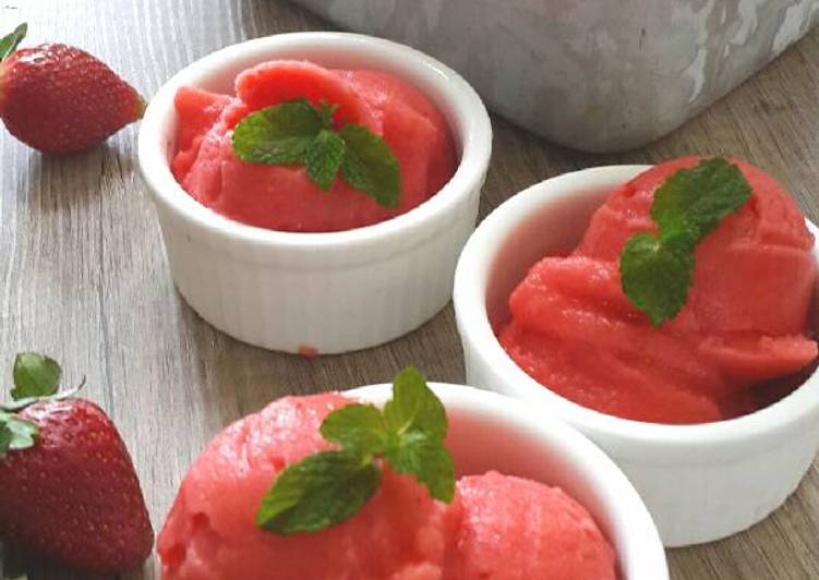 cara membuat Strawberry and Watermelon Sorbet