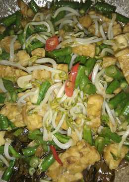 Tempe tauge kacang panjang kuah teriyaki