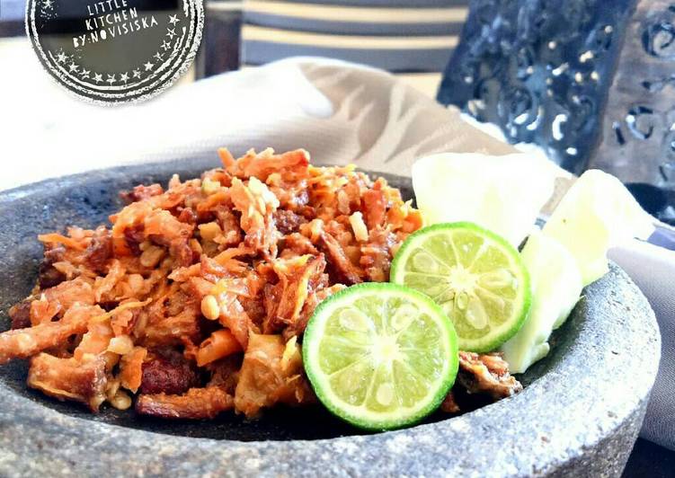 resep lengkap untuk Ayam Goreng suwir sambel terasi