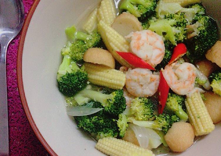 resep lengkap untuk Tumis brokoli udang (masak di rice cooker)