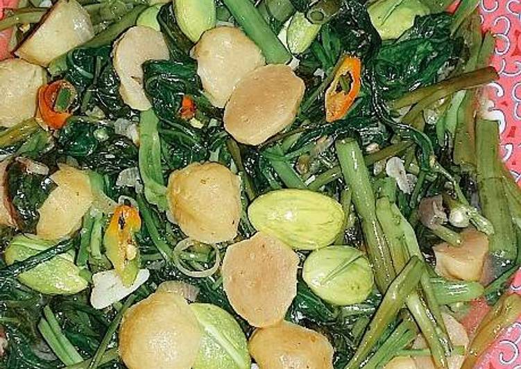 gambar untuk resep makanan Tumis kangkung terasi udang w/ baso dan petai