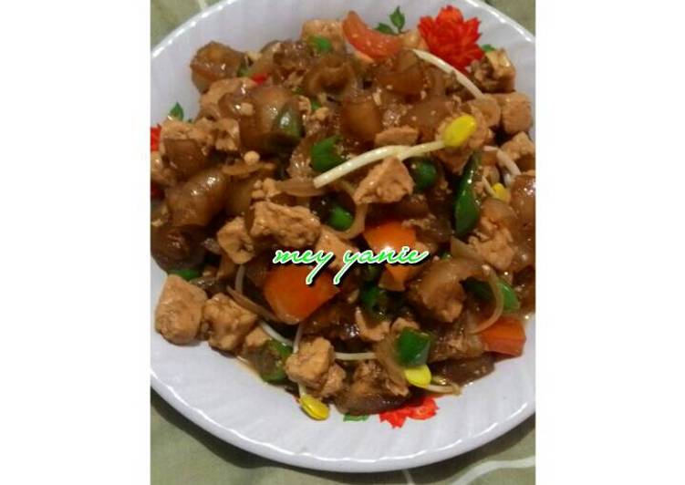 bahan dan cara membuat Tumis cecek tahu tempe