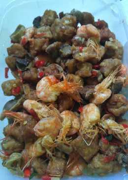 Tumis tempe, udang,ati ampela